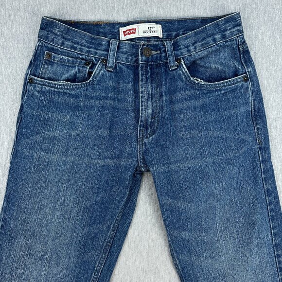 Levis 527 Bootcut Jeans Kids 16 Reg 28x28 100% Cotton Denim Blue Cowboy Ranch - Picture 2 of 15